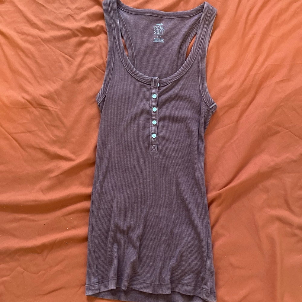 Aerie Light Red Button-Front Tank Top